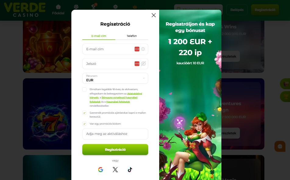 Verde Casino Aktiválás Lépések
