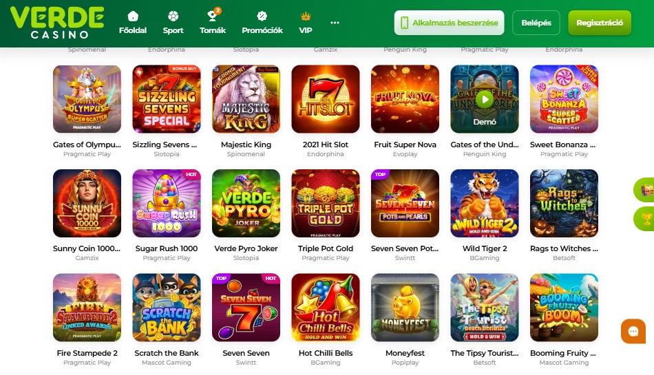 Verde Casino Játéklista